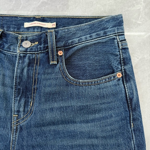 Levi's Blue Ripped Straight Leg Jeans - Picture 4 of 16